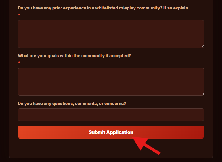 Submit Application button highlighted
